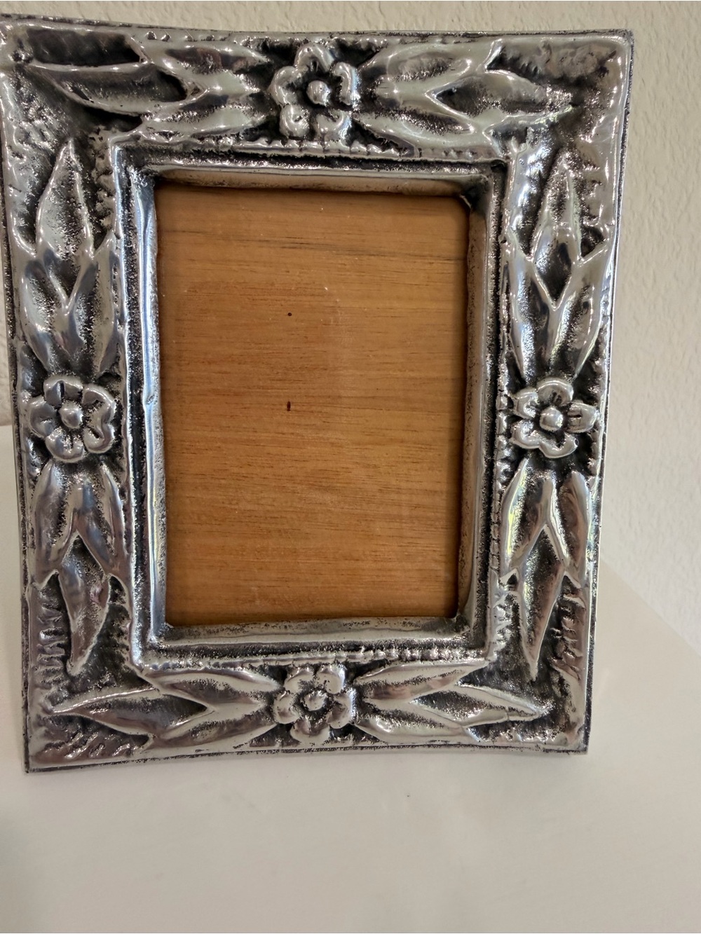 Vintage Silver Metal Floral Embossed Picture Frame - Picture 2 of 5